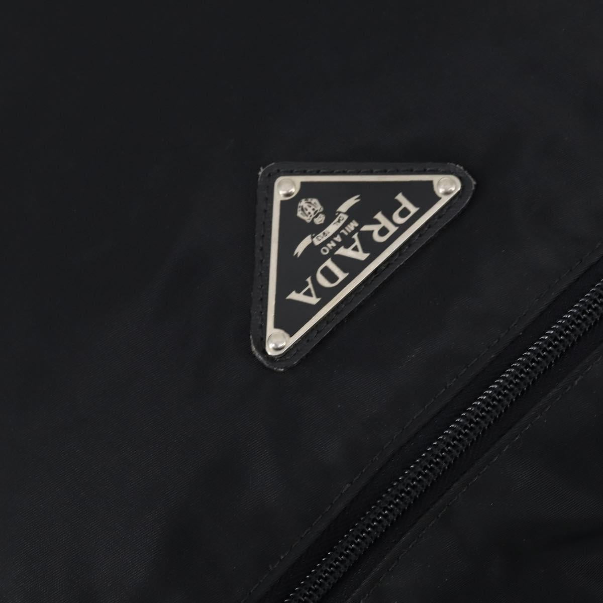 PRADA Boston Bag Nylon Black Silver Auth bs30638
