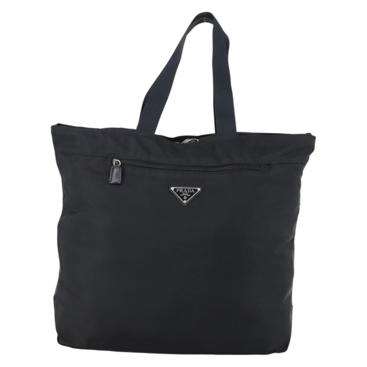 PRADA Boston Bag Nylon Black Silver Auth bs30638