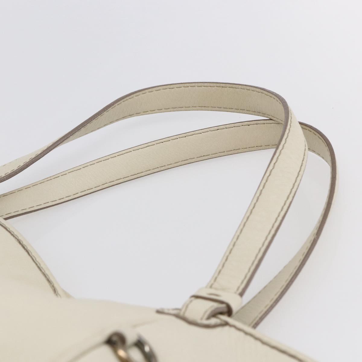 Salvatore Ferragamo Tote Bag Leather White Silver Auth bs30640