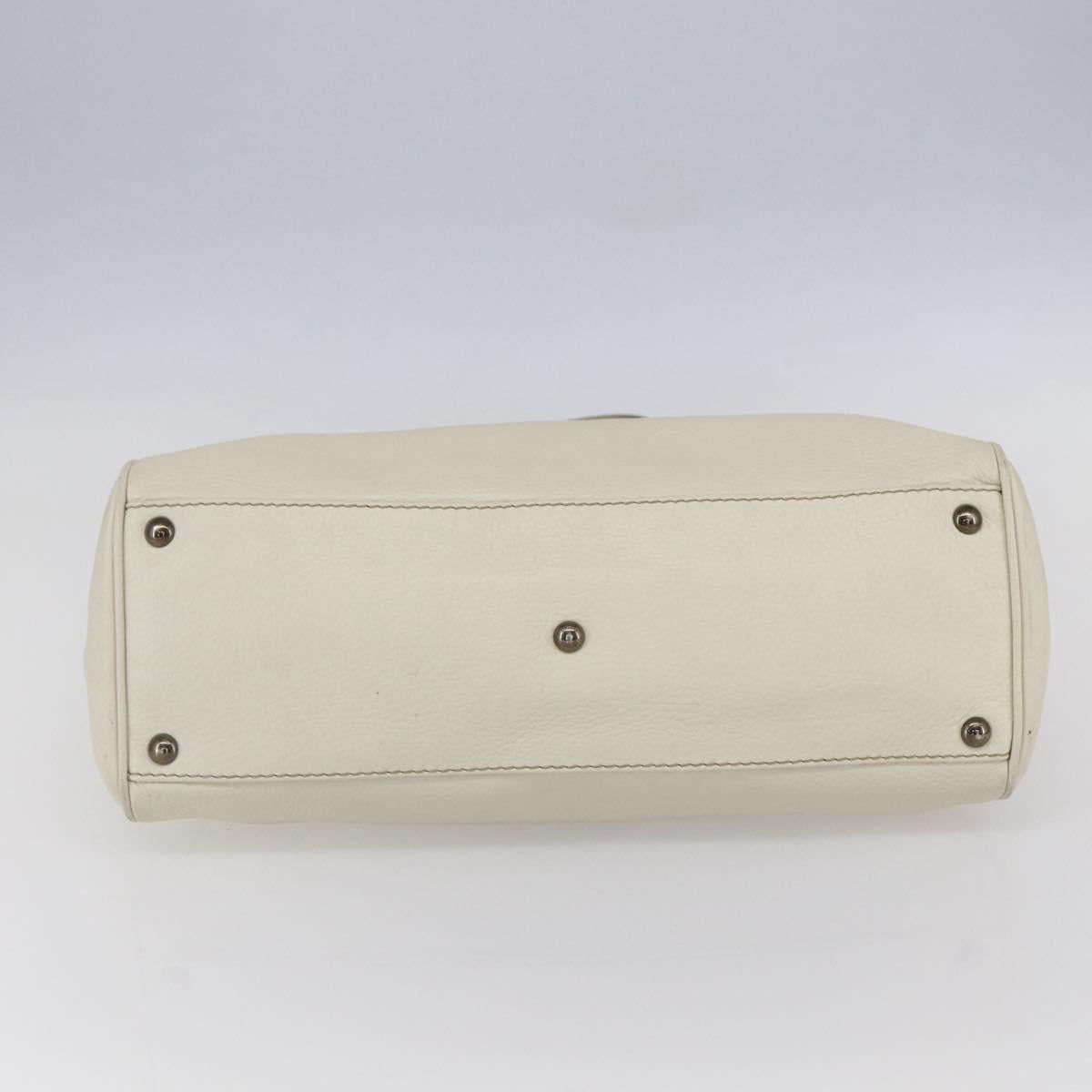 Salvatore Ferragamo Tote Bag Leather White Silver Auth bs30640