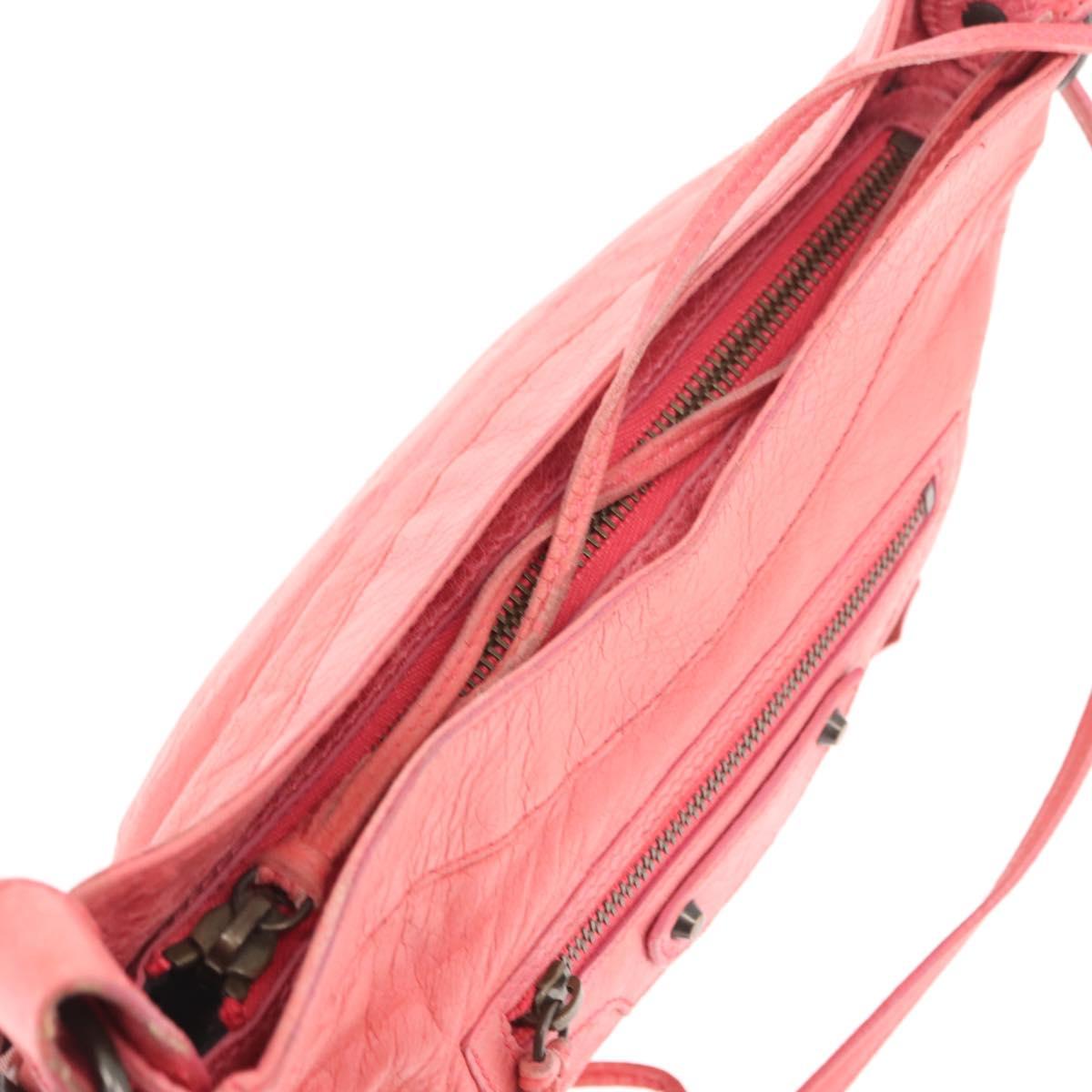 BALENCIAGA Hip Shoulder Bag Leather Pink 242803 Auth bs30644