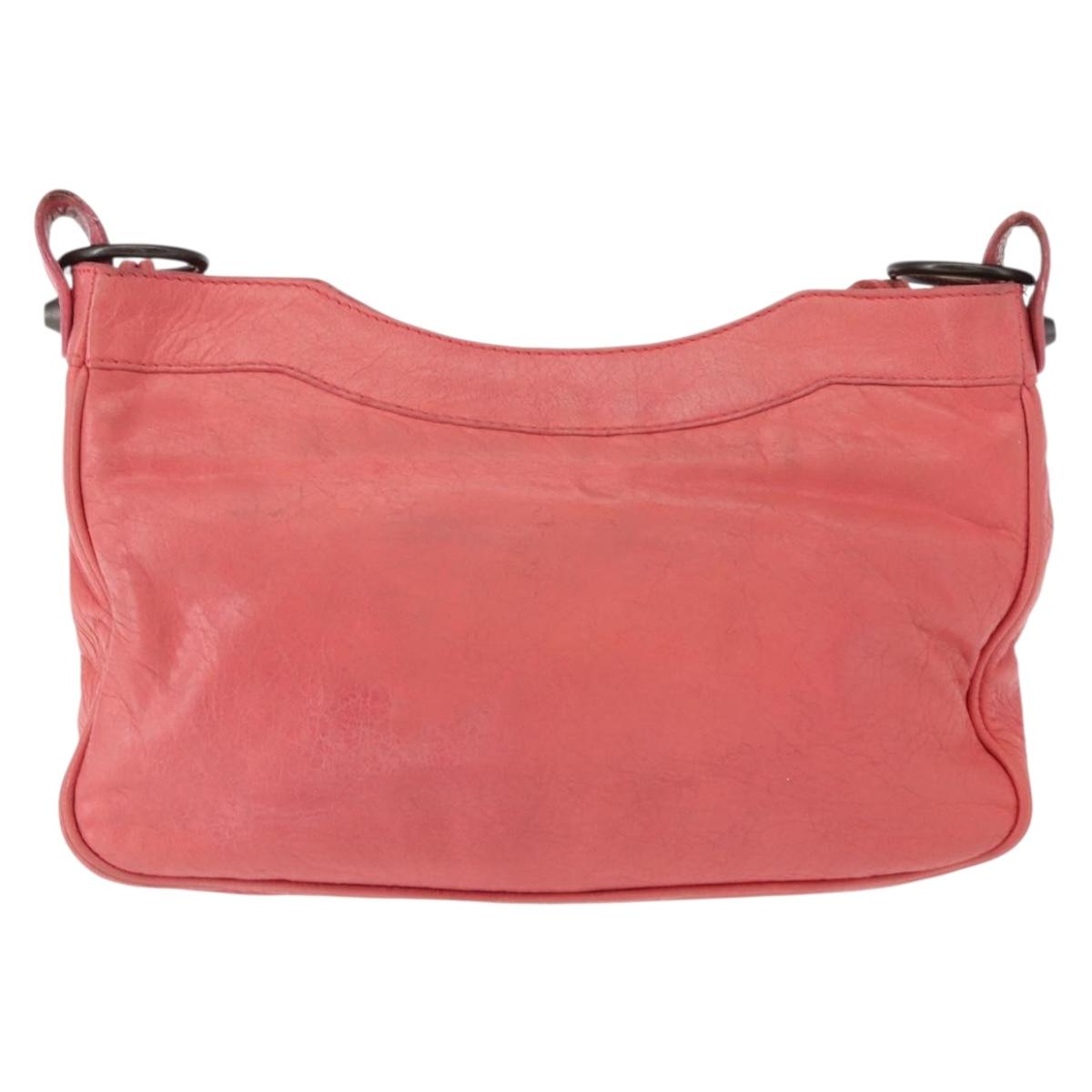 BALENCIAGA Hip Shoulder Bag Leather Pink 242803 Auth bs30644
