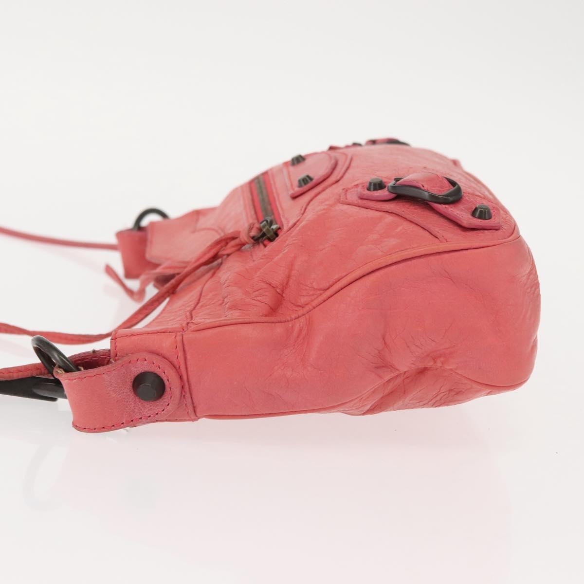 BALENCIAGA Hip Shoulder Bag Leather Pink 242803 Auth bs30644