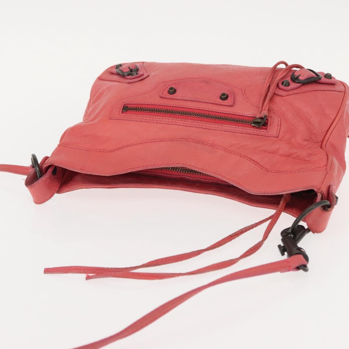 BALENCIAGA Hip Shoulder Bag Leather Pink 242803 Auth bs30644