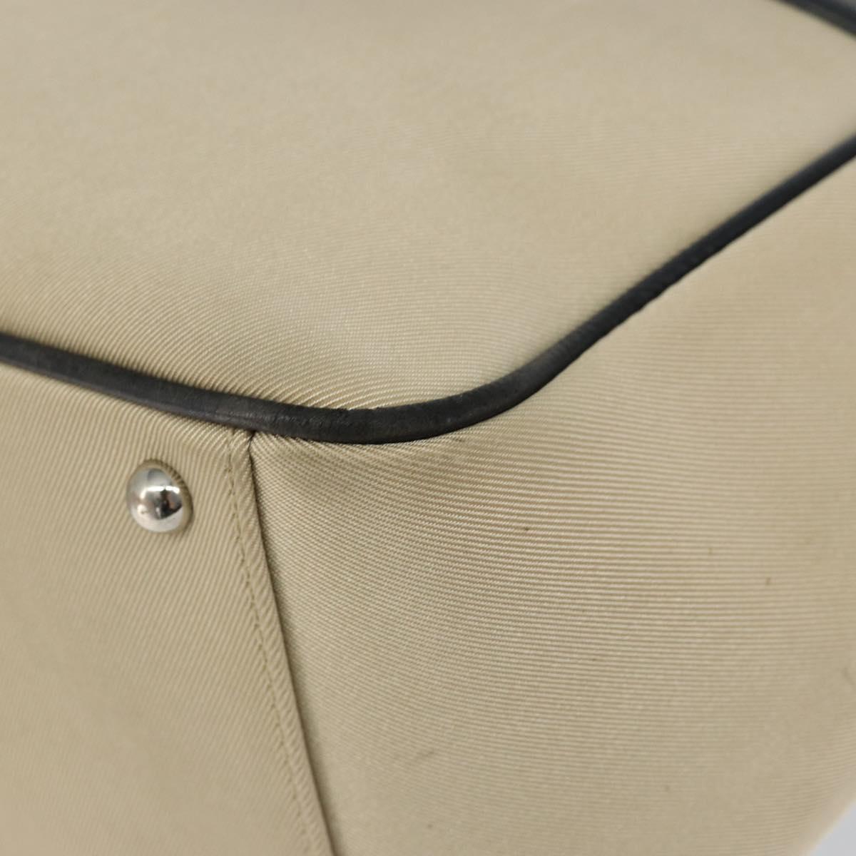 BURBERRY Nova Check Hand Bag Canvas Beige Silver Auth bs30646