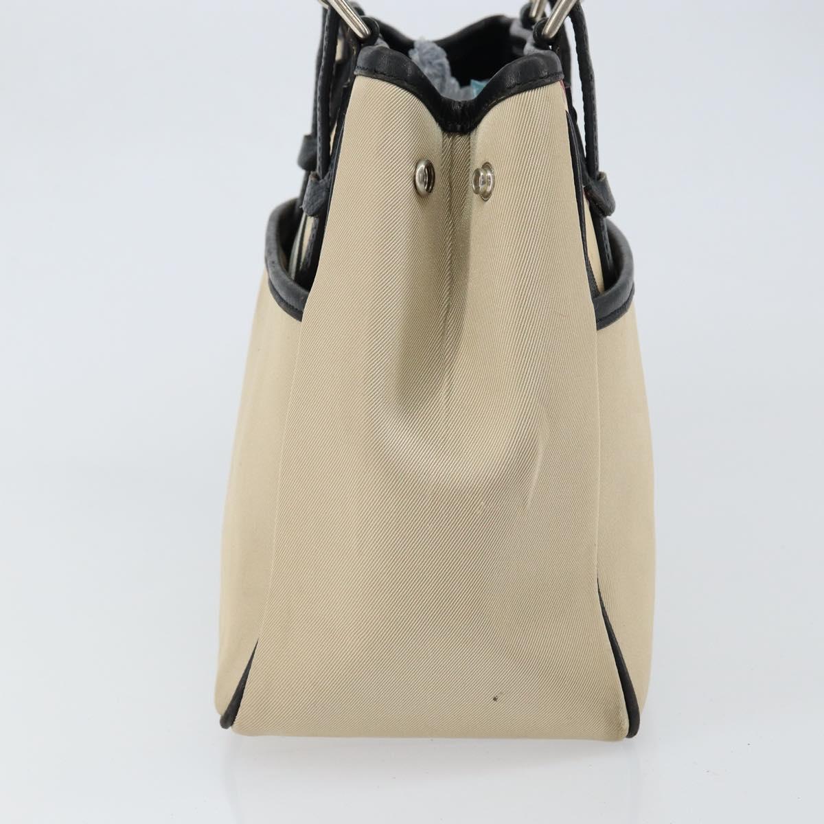 BURBERRY Nova Check Hand Bag Canvas Beige Silver Auth bs30646