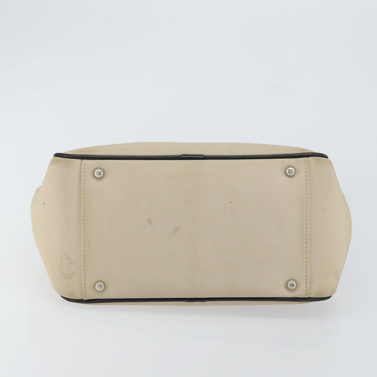 BURBERRY Nova Check Hand Bag Canvas Beige Silver Auth bs30646