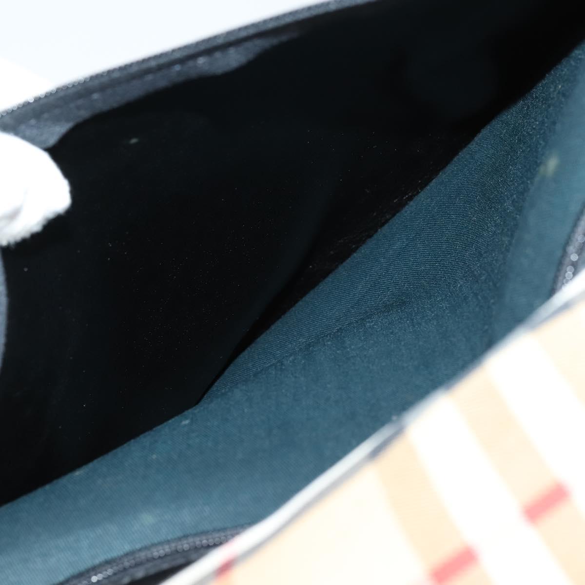 Burberrys Nova Check Garment Cover Canvas Leather Beige Gold Auth bs30652