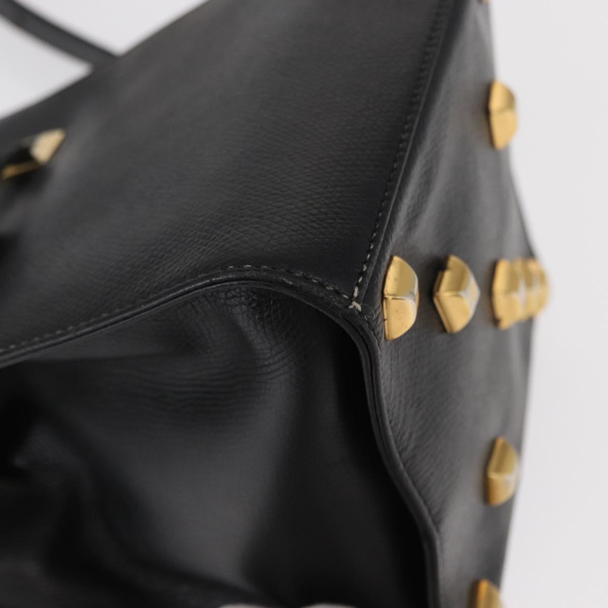 Salvatore Ferragamo Shoulder Bag Leather Gold Black Auth bs30658