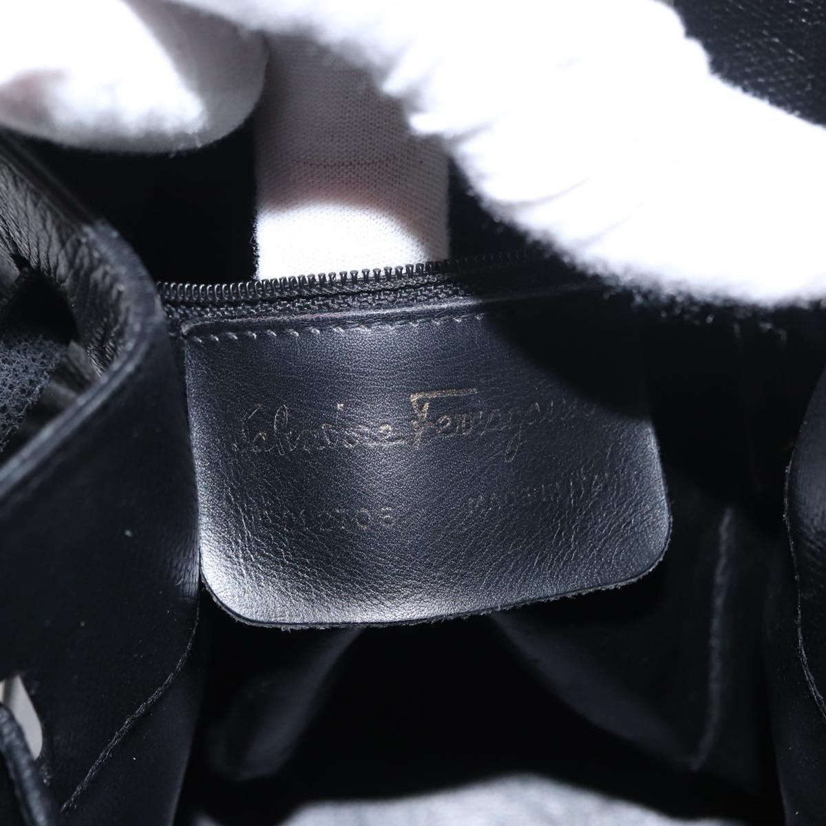 Salvatore Ferragamo Shoulder Bag Leather Gold Black Auth bs30658