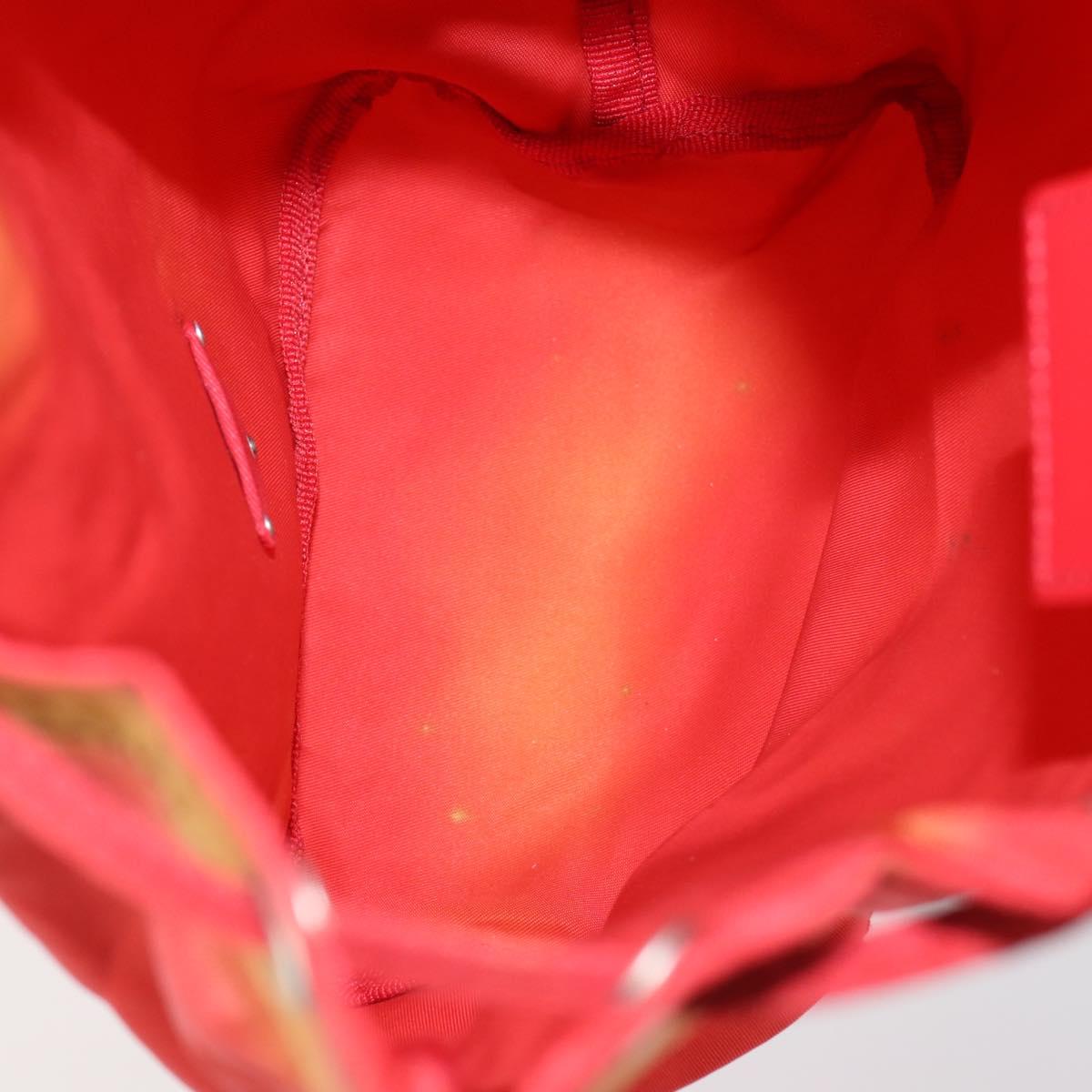 PRADA Pouch Nylon 5 Set Red Khaki Auth bs30659