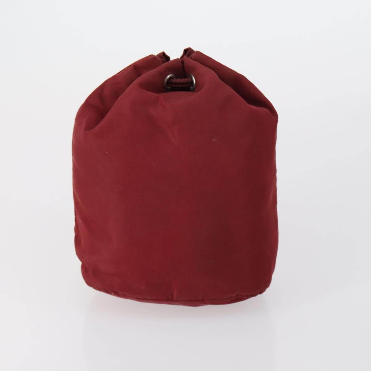 PRADA Pouch Nylon 5 Set Red Khaki Auth bs30659