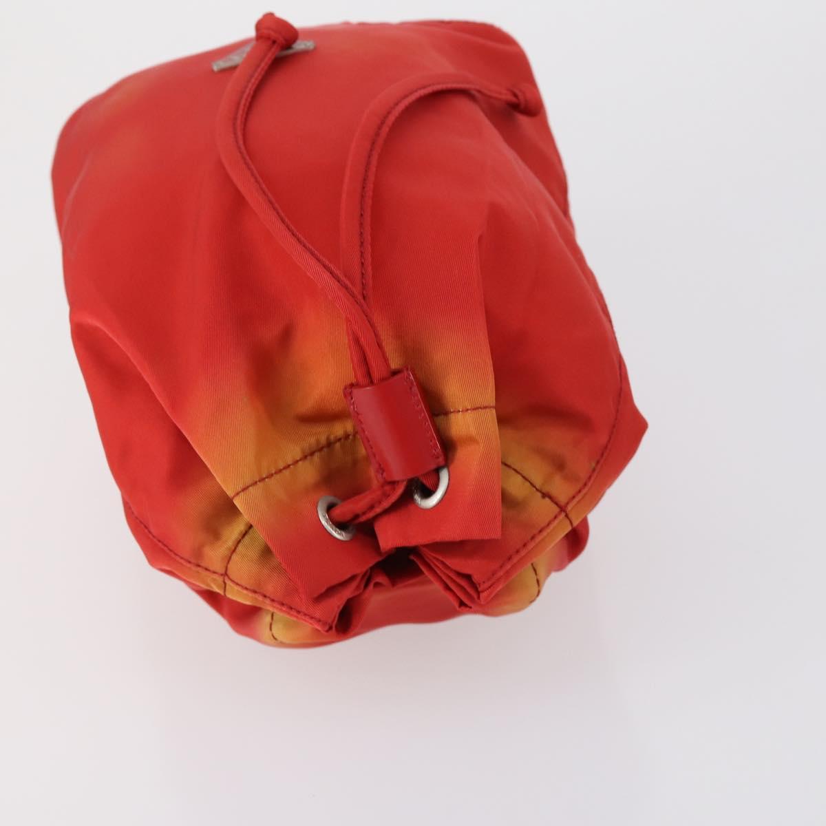 PRADA Pouch Nylon 5 Set Red Khaki Auth bs30659