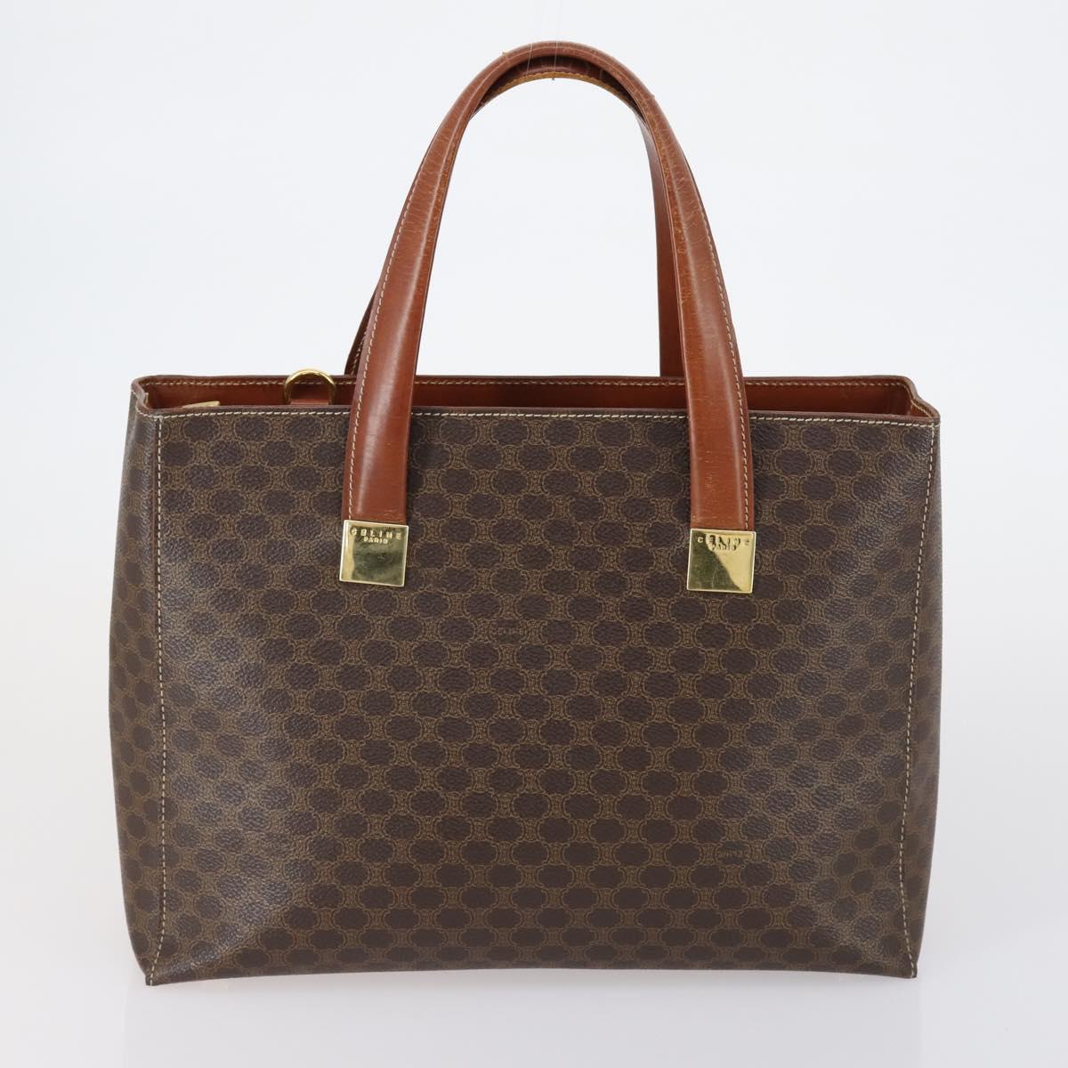 CELINE Macadam Canvas Hand Bag Coated Canvas 3 Set Brown Black Auth bs30666