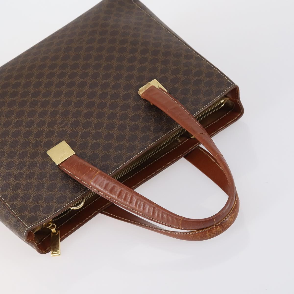 CELINE Macadam Canvas Hand Bag Coated Canvas 3 Set Brown Black Auth bs30666