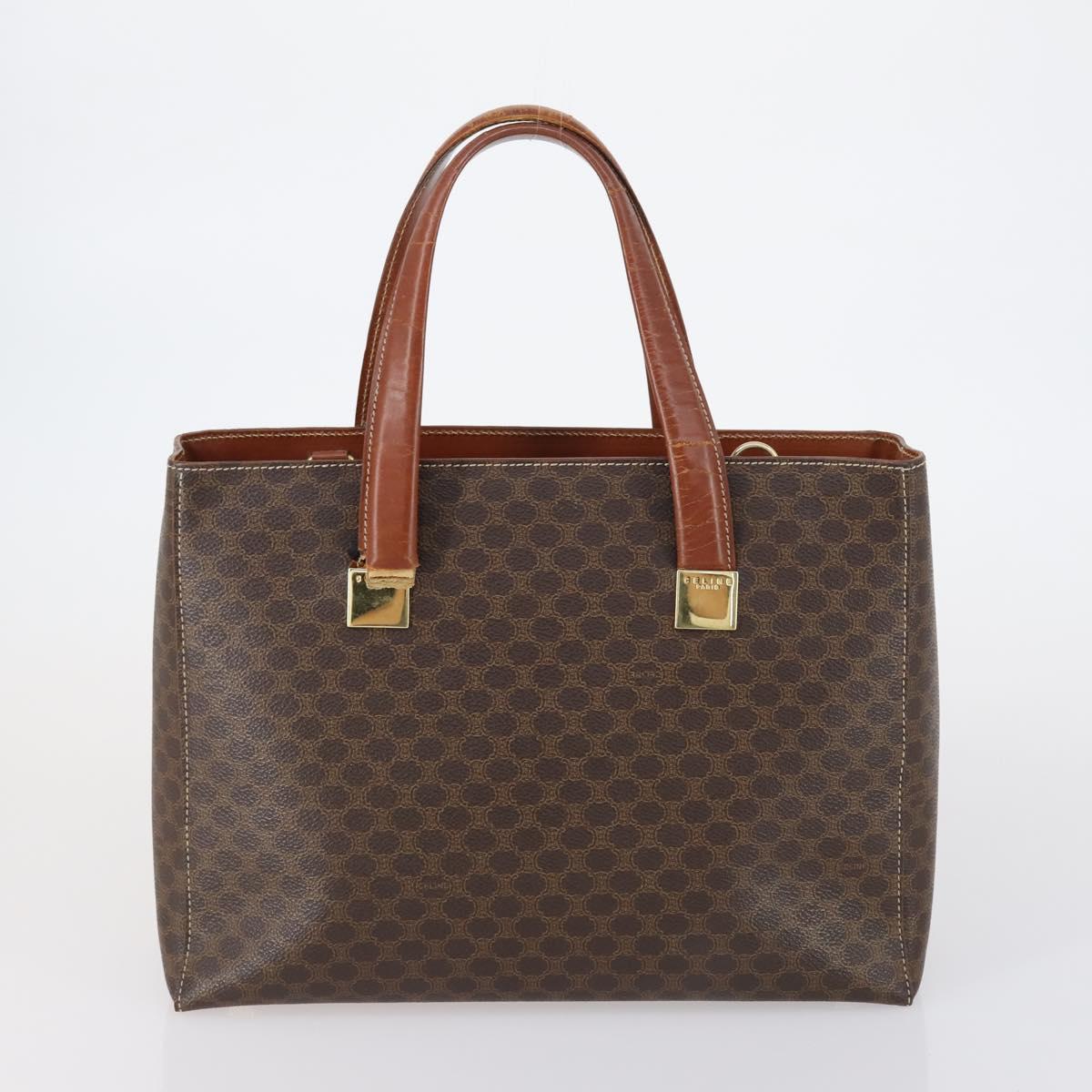 CELINE Macadam Canvas Hand Bag Coated Canvas 3 Set Brown Black Auth bs30666