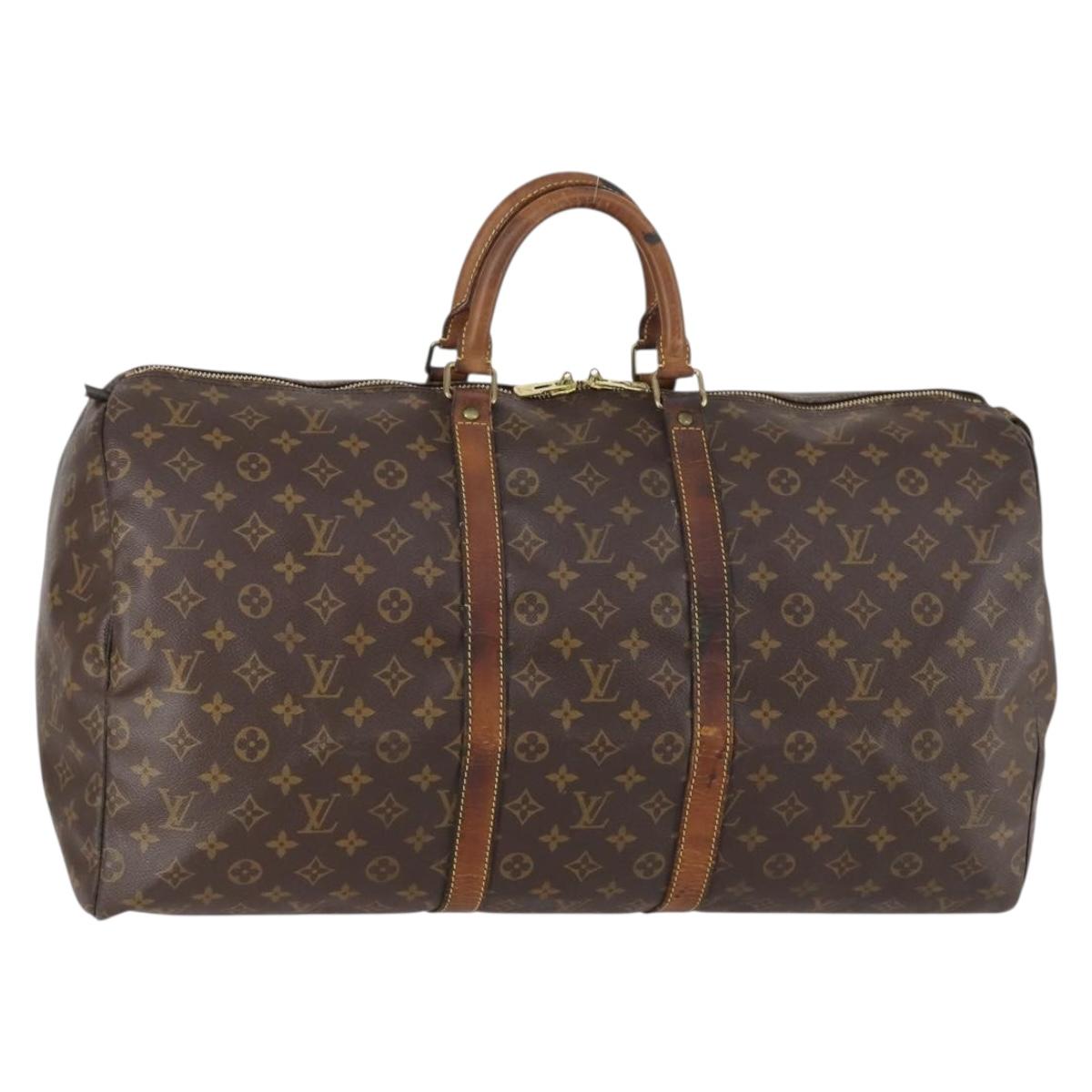 LOUIS VUITTON Monogram Keepall 55 Boston Bag M41424 LV Auth bs30681