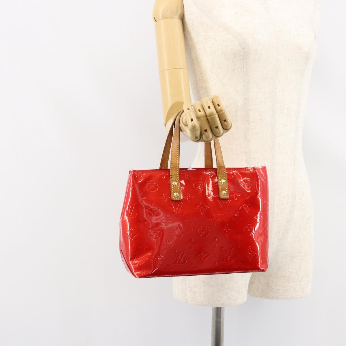 LOUIS VUITTON Monogram Vernis Reade PM Hand Bag Red Rouge M91088 LV Auth bs30698
