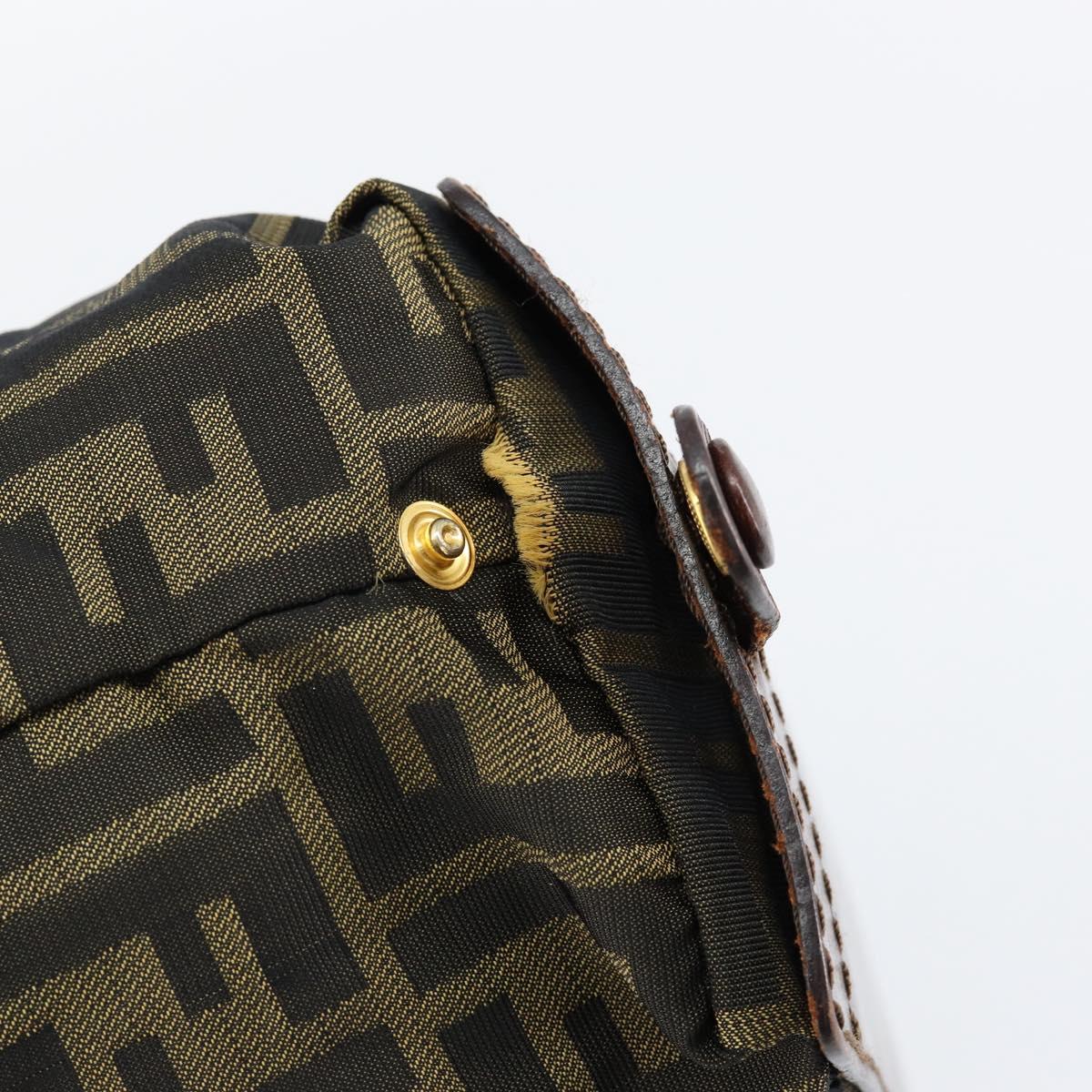 FENDI Zucca Canvas Hand Bag Black Brown Auth bs30706