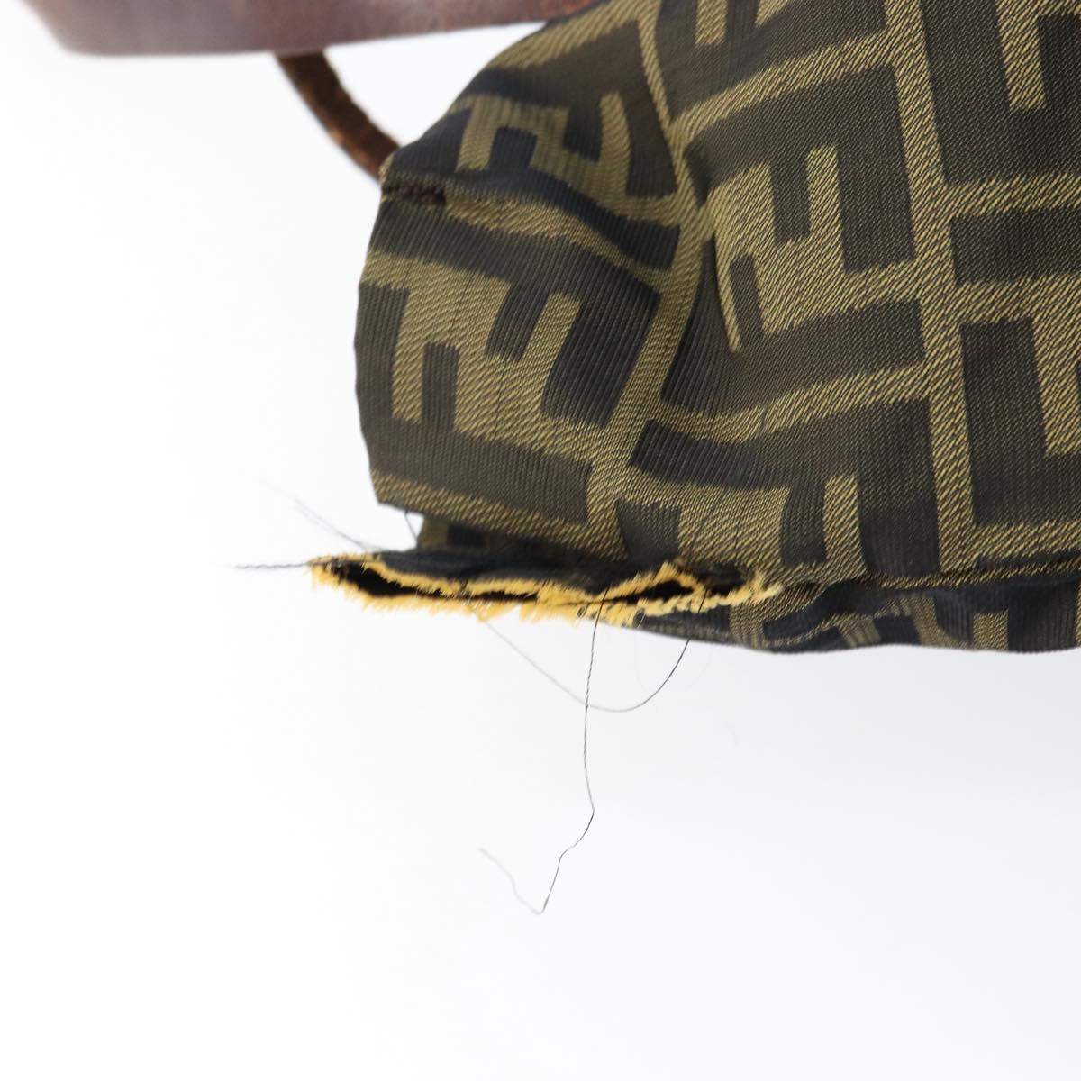 FENDI Zucca Canvas Hand Bag Black Brown Auth bs30706