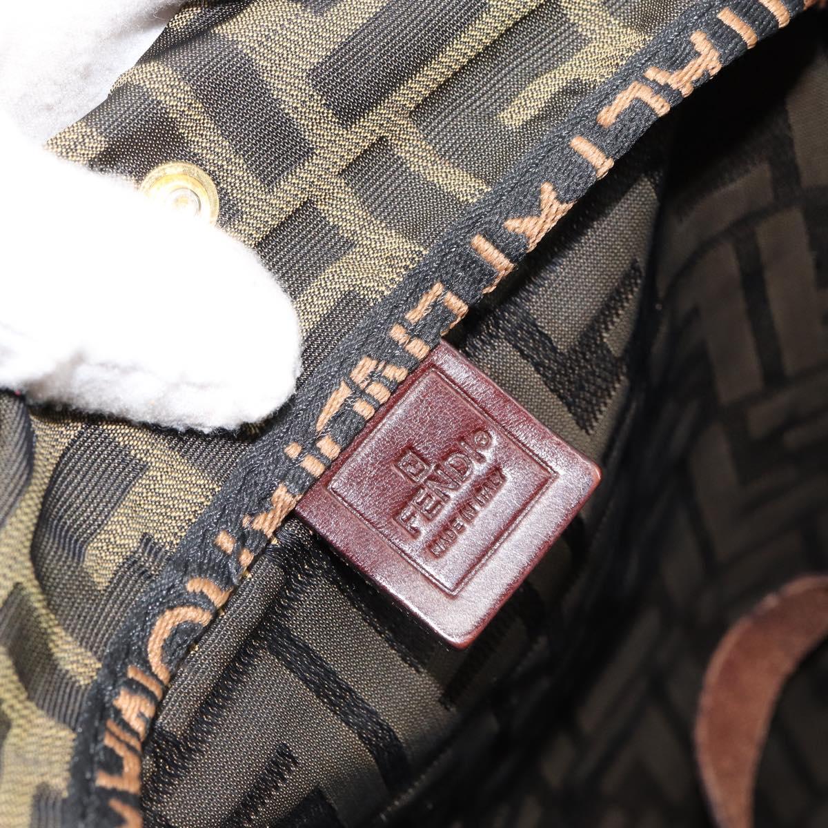 FENDI Zucca Canvas Hand Bag Black Brown Auth bs30706