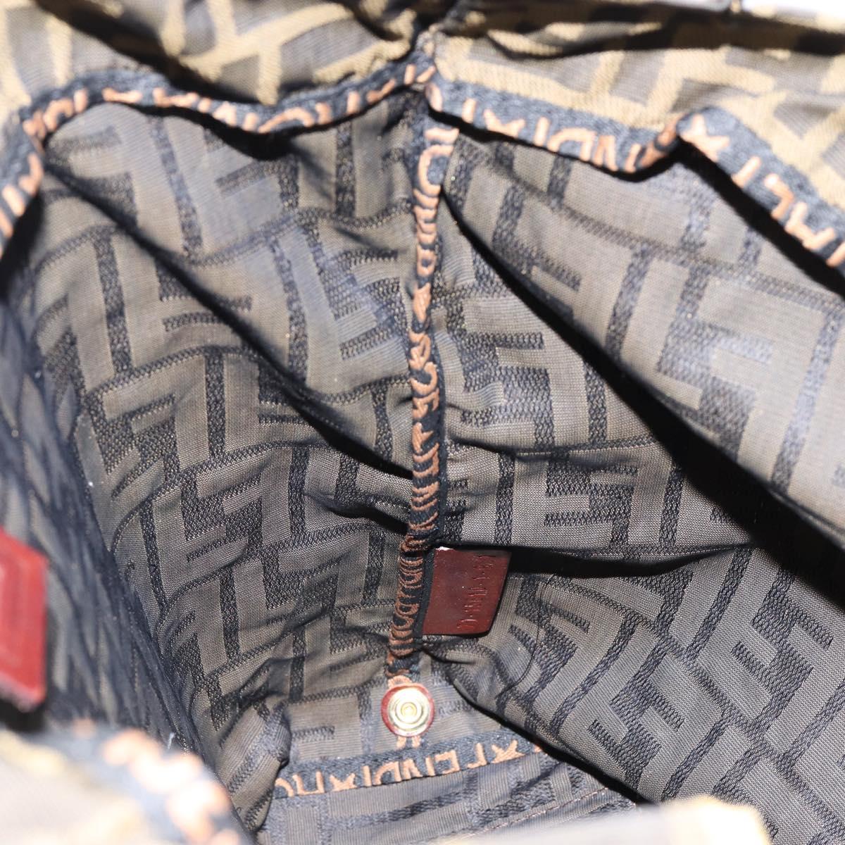 FENDI Zucca Canvas Hand Bag Black Brown Auth bs30706