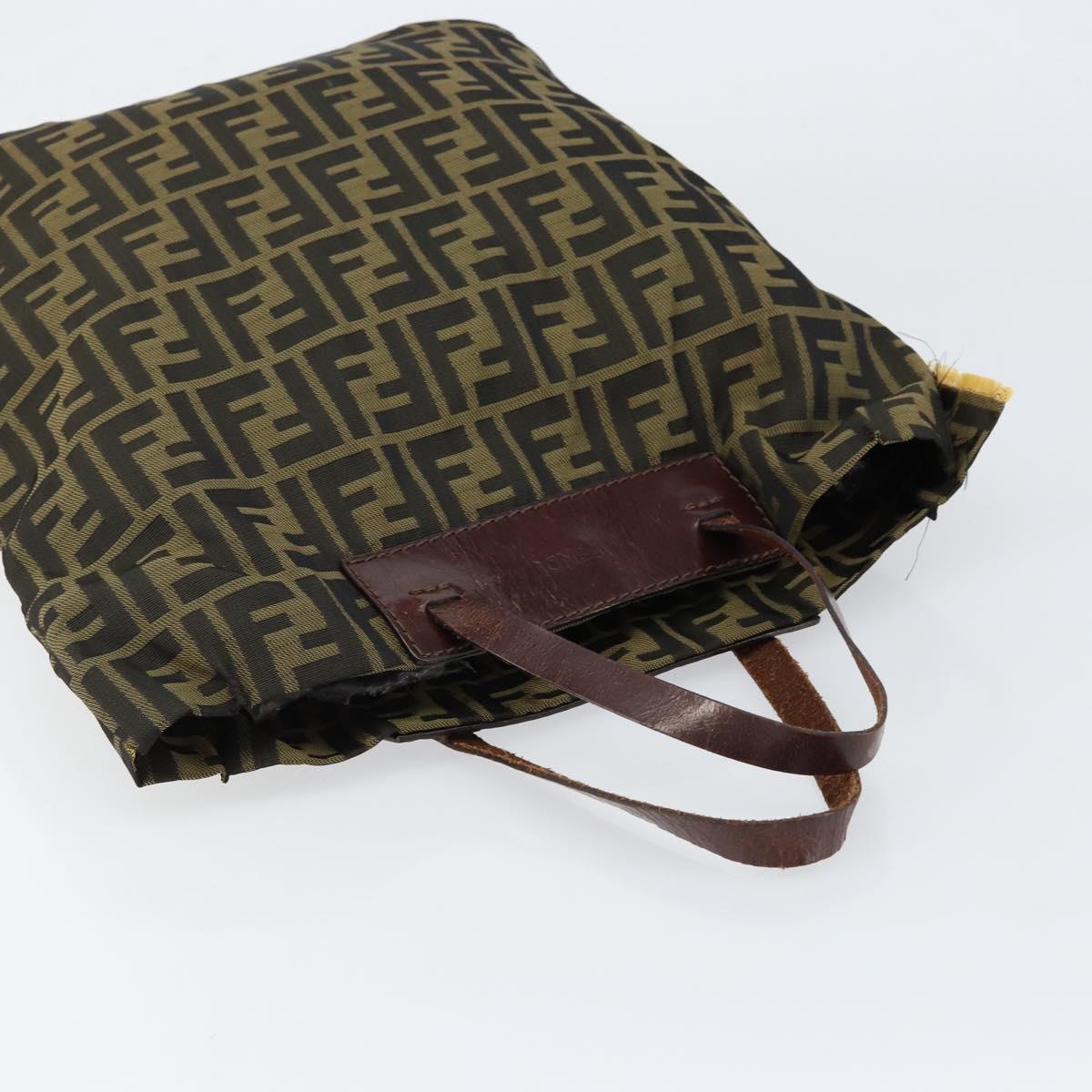 FENDI Zucca Canvas Hand Bag Black Brown Auth bs30706