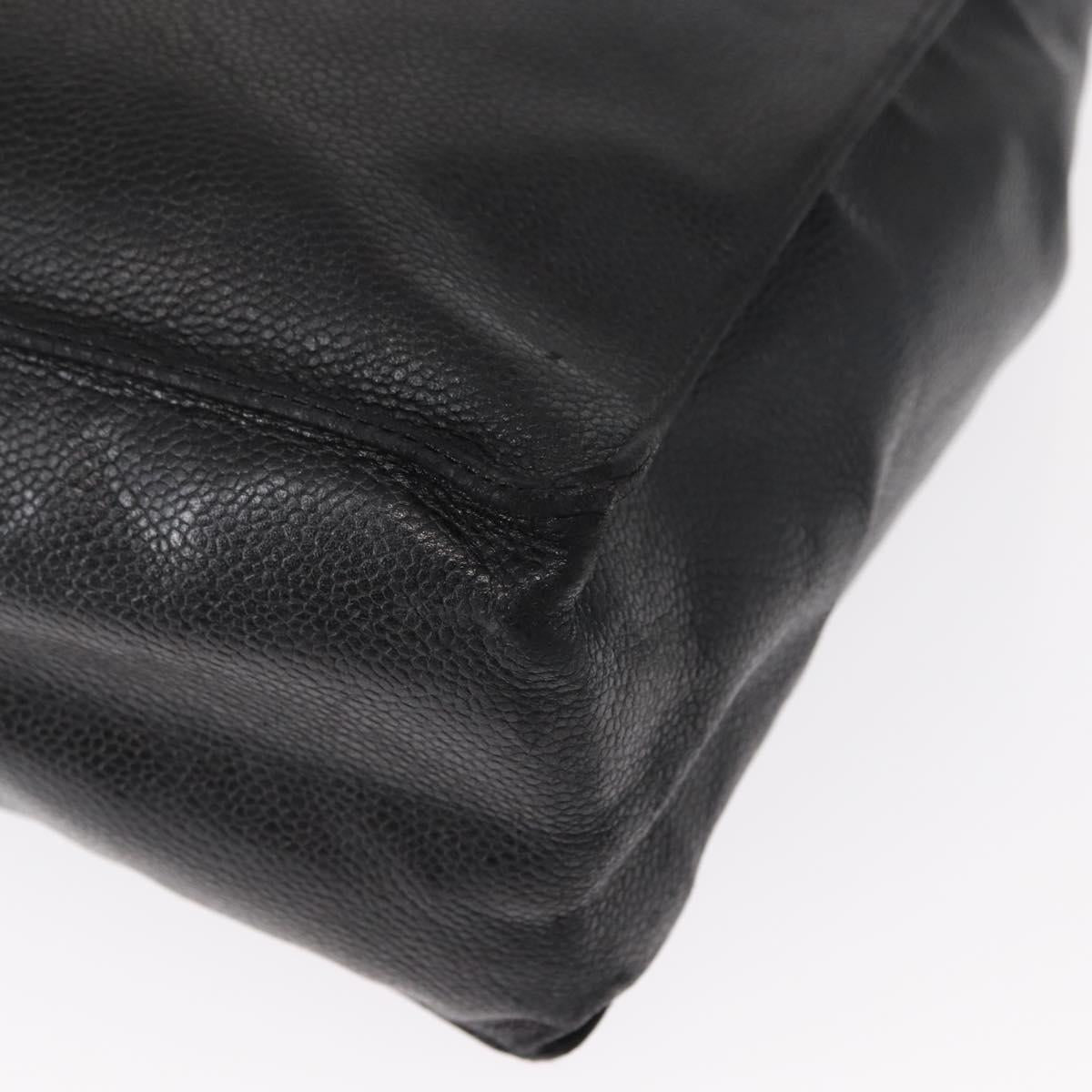 CHANEL COCO Mark Tote Bag Caviar Skin Black Gold CC Auth bs30707