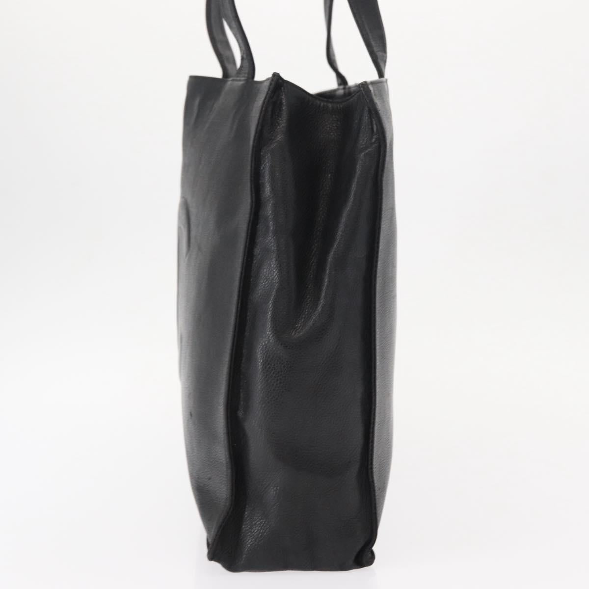 CHANEL COCO Mark Tote Bag Caviar Skin Black Gold CC Auth bs30707