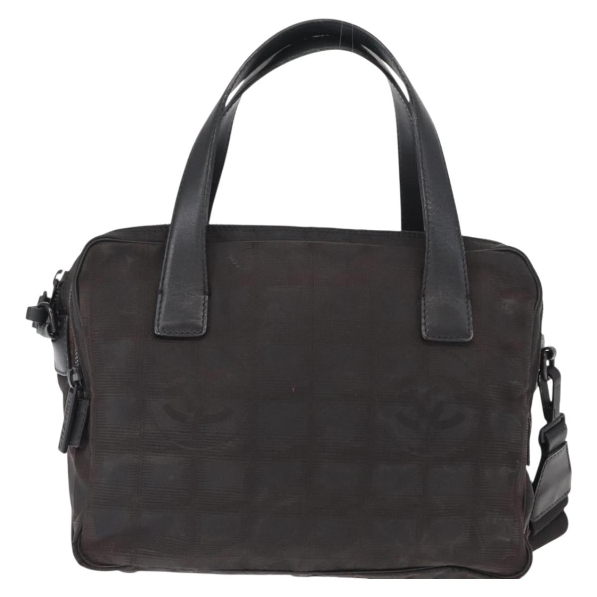 CHANEL New Travel line Hand Bag Nylon 2way Black CC Auth bs30708