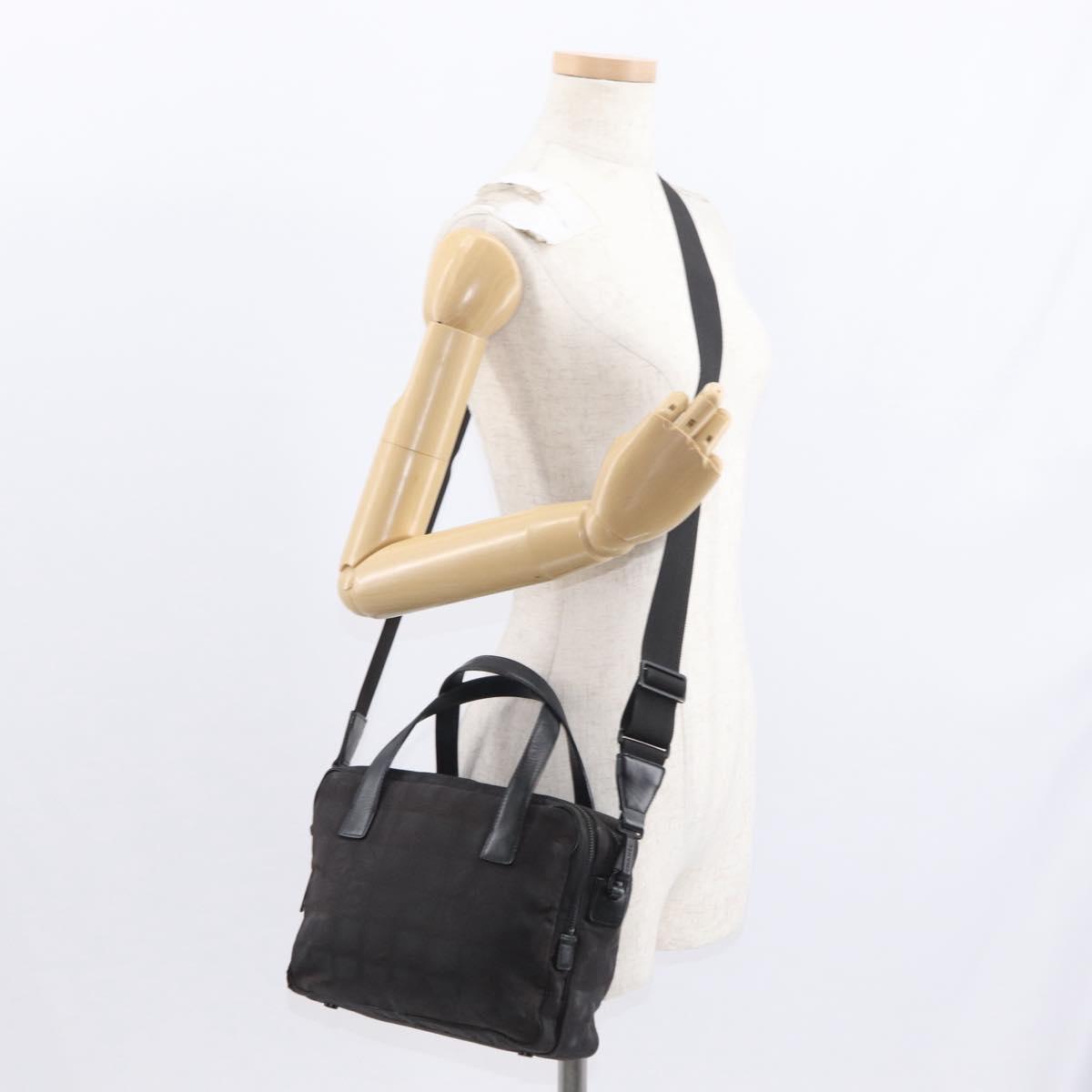 CHANEL New Travel line Hand Bag Nylon 2way Black CC Auth bs30708