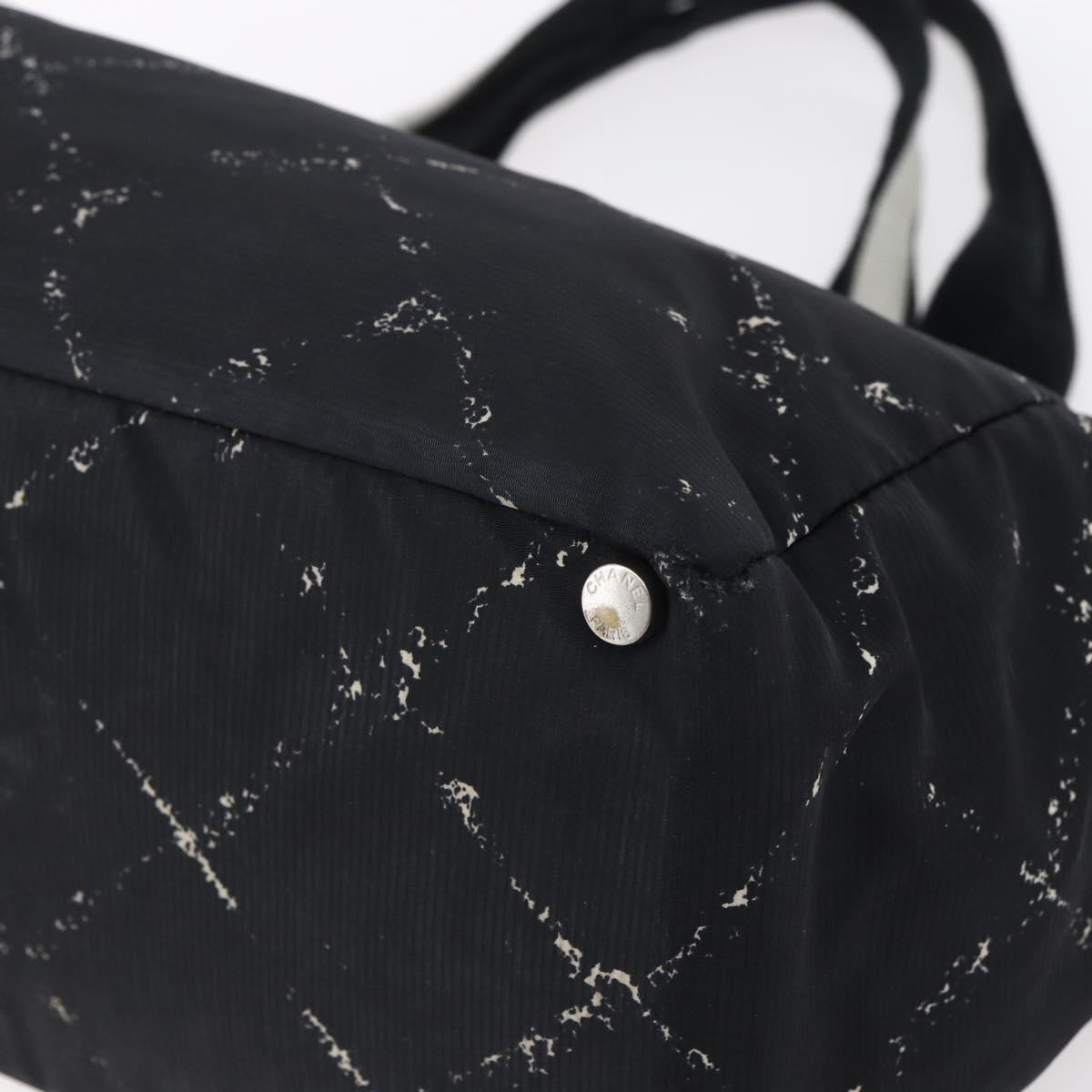 CHANEL New Travel Line Tote Bag Nylon Black Silver CC Auth bs30710