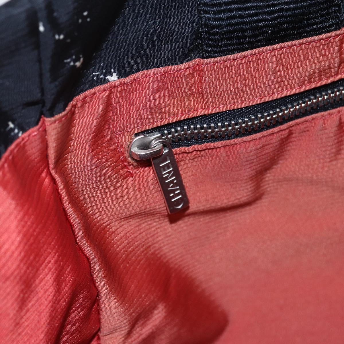 CHANEL New Travel Line Tote Bag Nylon Black Silver CC Auth bs30710