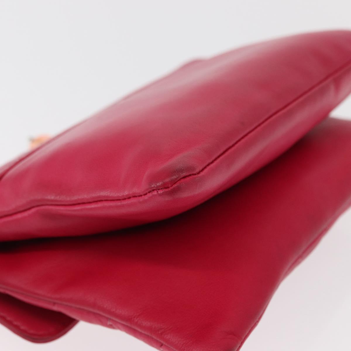 CHANEL Choco Bar Chain Hand Bag Lamb Skin Pink Silver CC Auth bs30713V