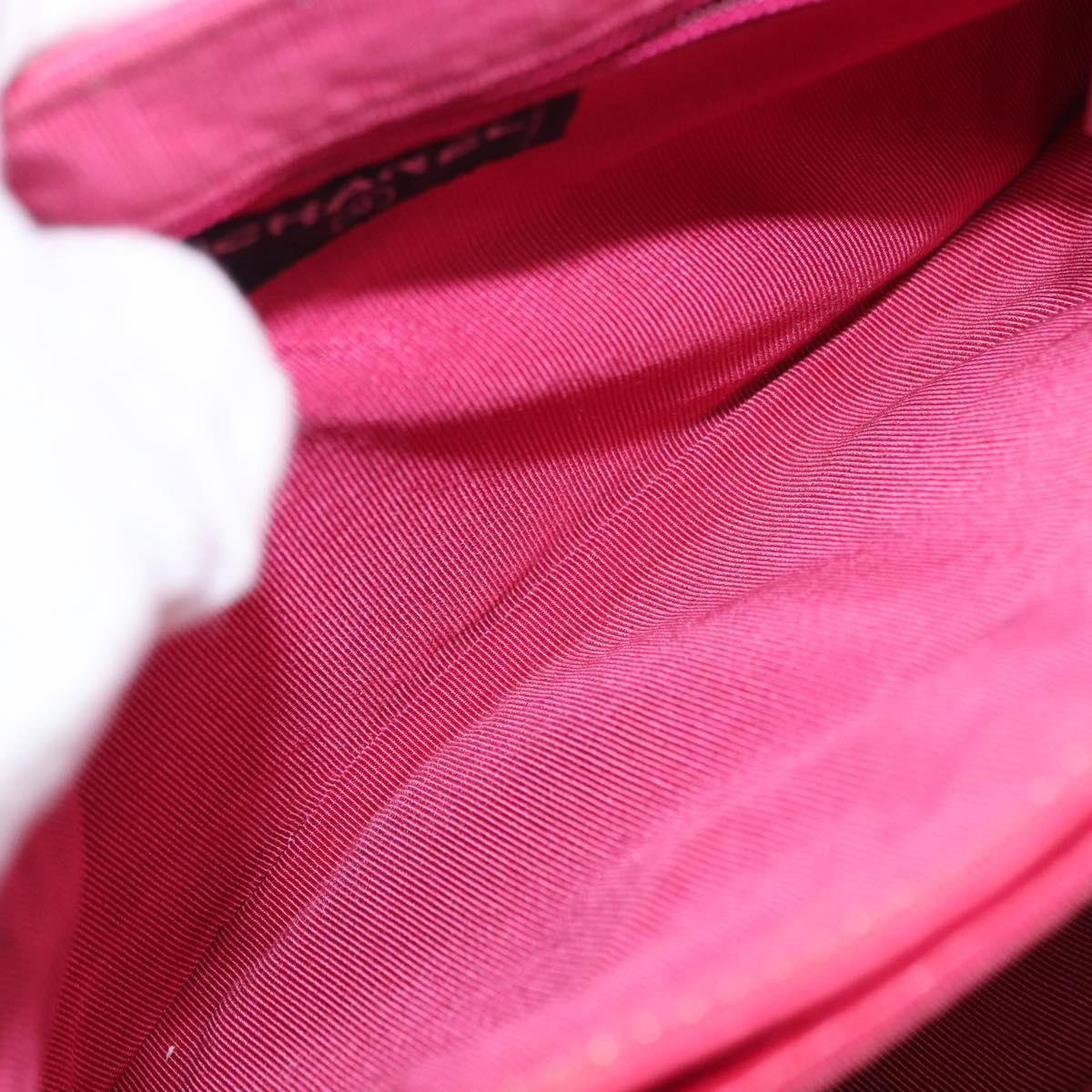 CHANEL Choco Bar Chain Hand Bag Lamb Skin Pink Silver CC Auth bs30713V