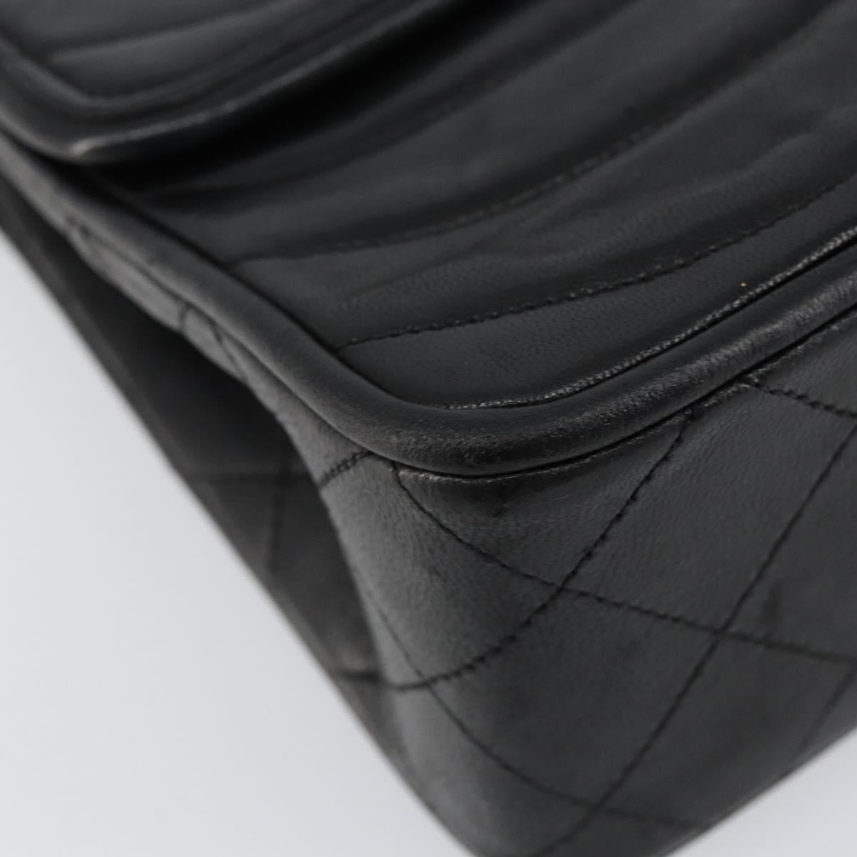 CHANEL Chain Shoulder Bag Lamb Skin Black Gold CC Auth bs30716