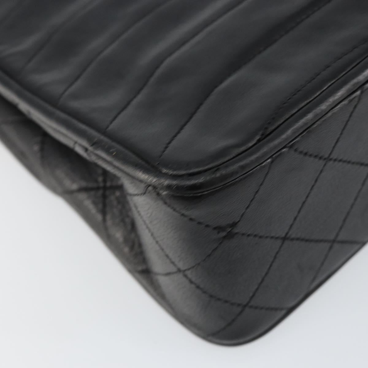 CHANEL Chain Shoulder Bag Lamb Skin Black Gold CC Auth bs30716