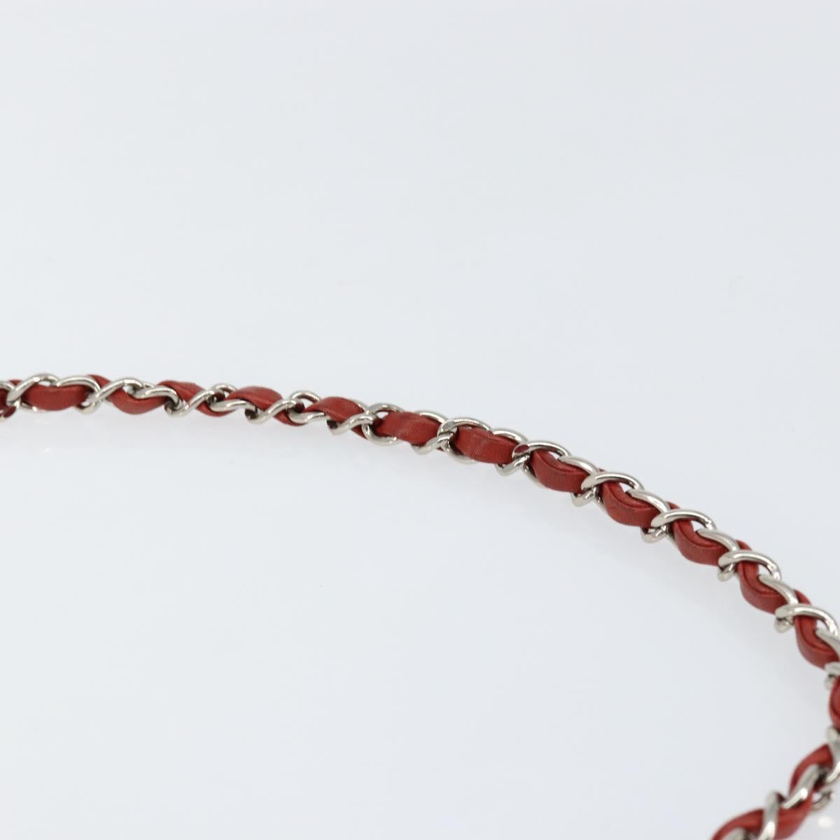 CHANEL 2.55 Matelasse Chain Shoulder Bag Enamel Red Silver CC Auth bs30717