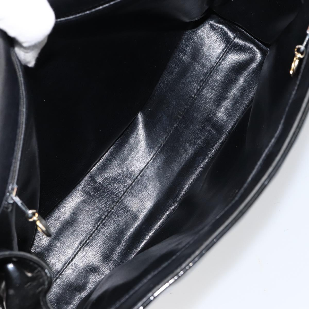 CHANEL Shoulder Bag Enamel Black Gold CC Auth bs30719