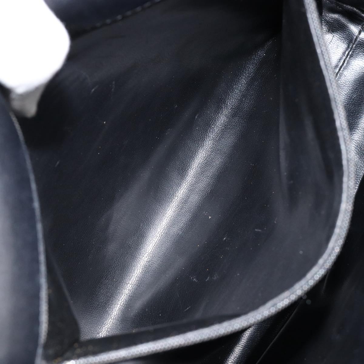 CHANEL Shoulder Bag Enamel Black Gold CC Auth bs30719