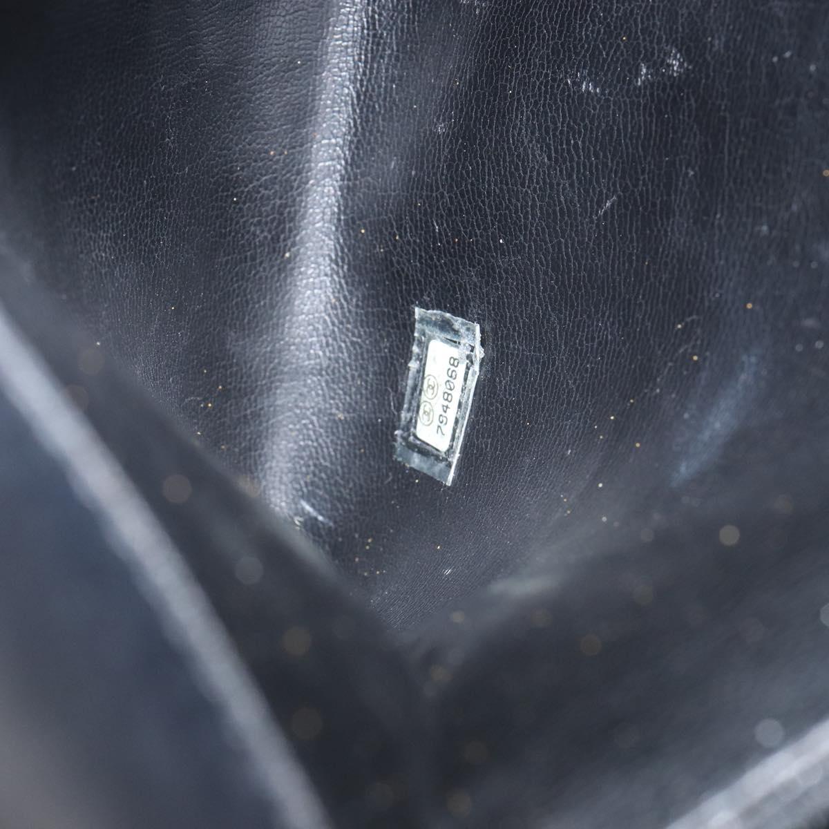 CHANEL Shoulder Bag Enamel Black Gold CC Auth bs30719