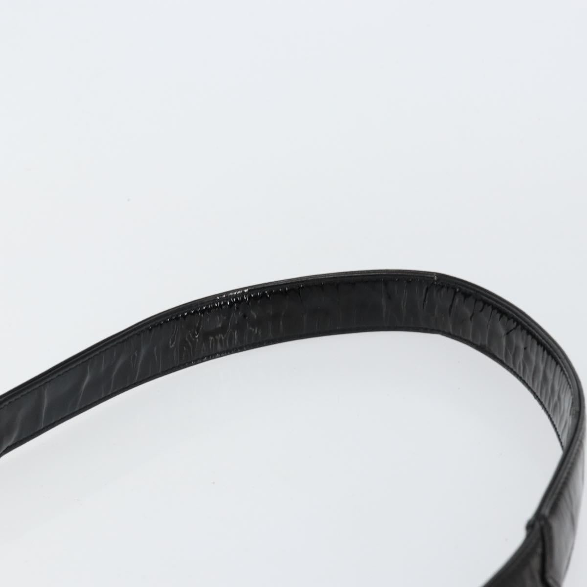 CHANEL Shoulder Bag Enamel Black Gold CC Auth bs30719