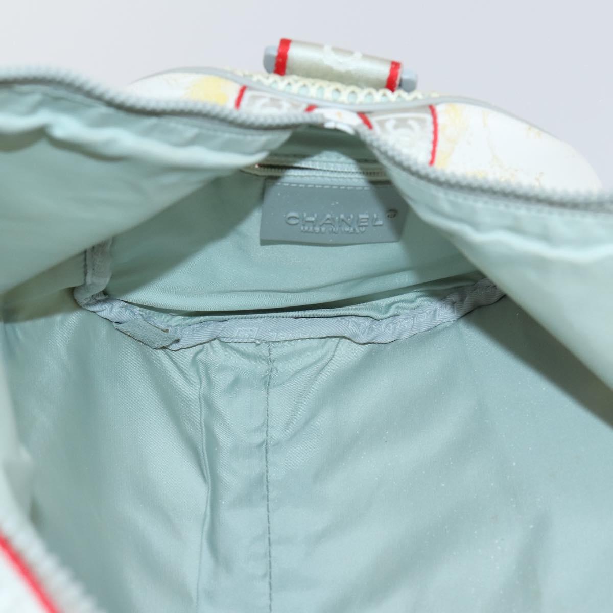 CHANEL Sports Line Shoulder Bag Vinyl White Silver CC Auth bs30721