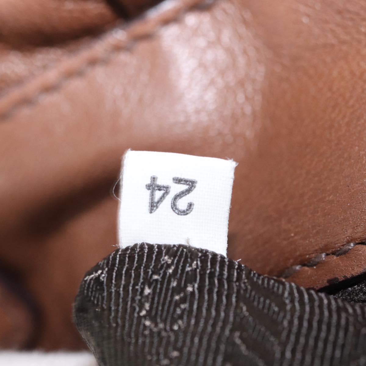 PRADA Gathered Hand Bag Leather Brown Gold Auth bs30722