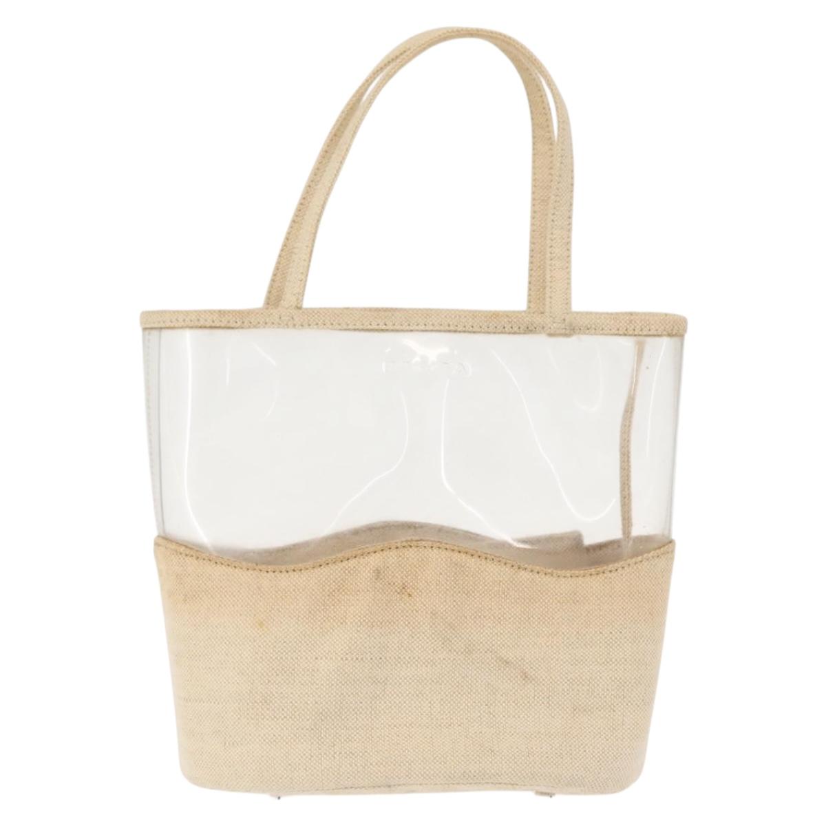 PRADA Hand Bag Vinyl Clear Beige Auth bs30723