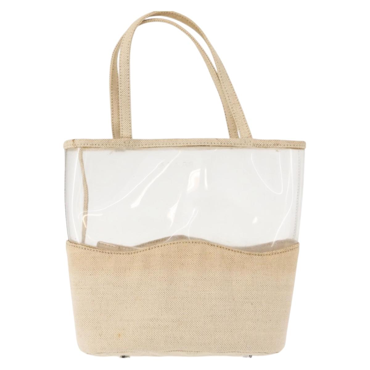 PRADA Hand Bag Vinyl Clear Beige Auth bs30723