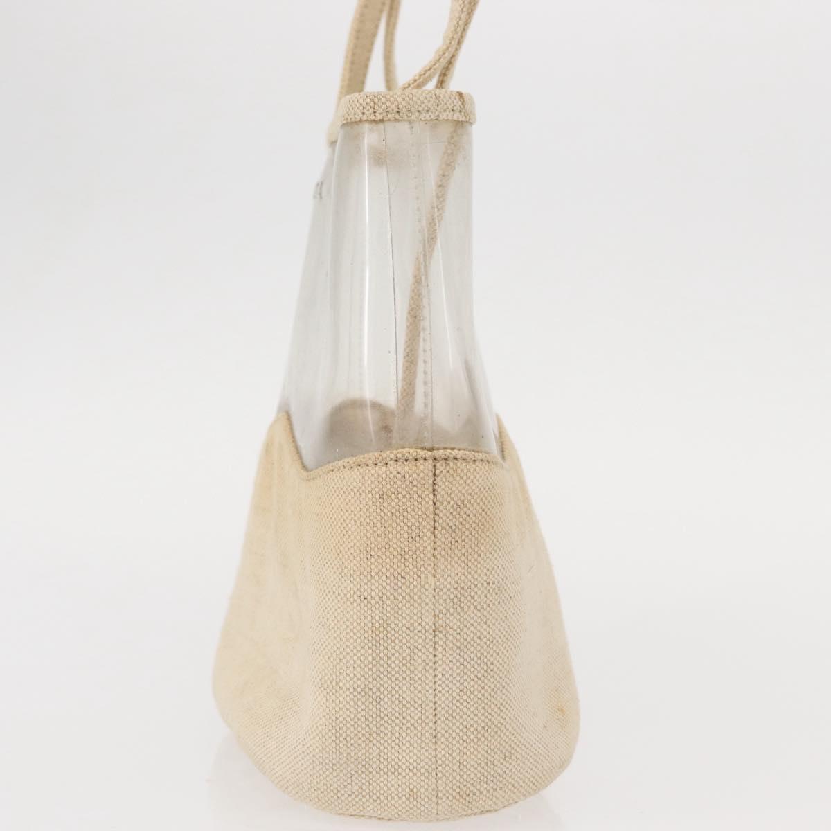 PRADA Hand Bag Vinyl Clear Beige Auth bs30723