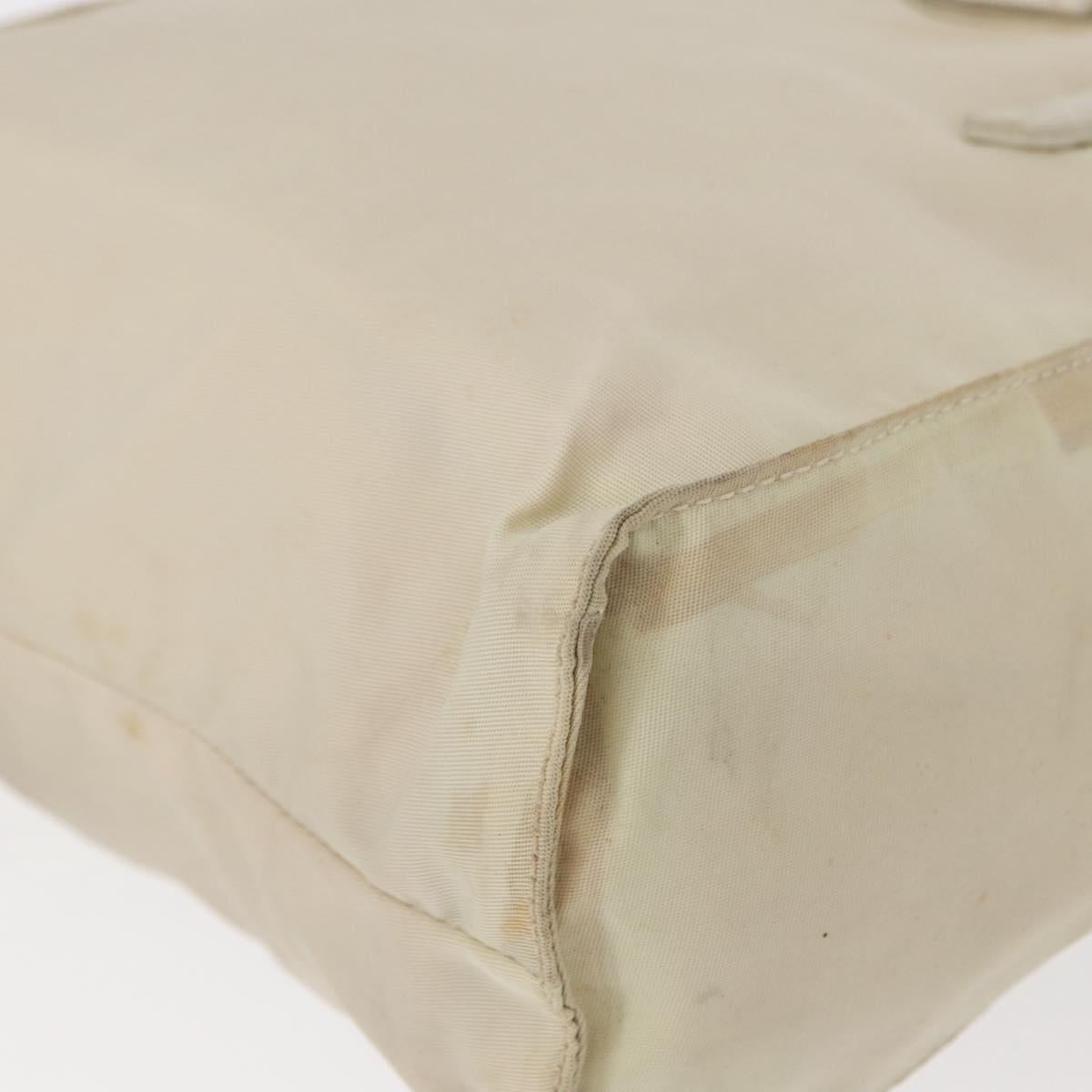 PRADA Hand Bag Nylon White Silver Auth bs30724