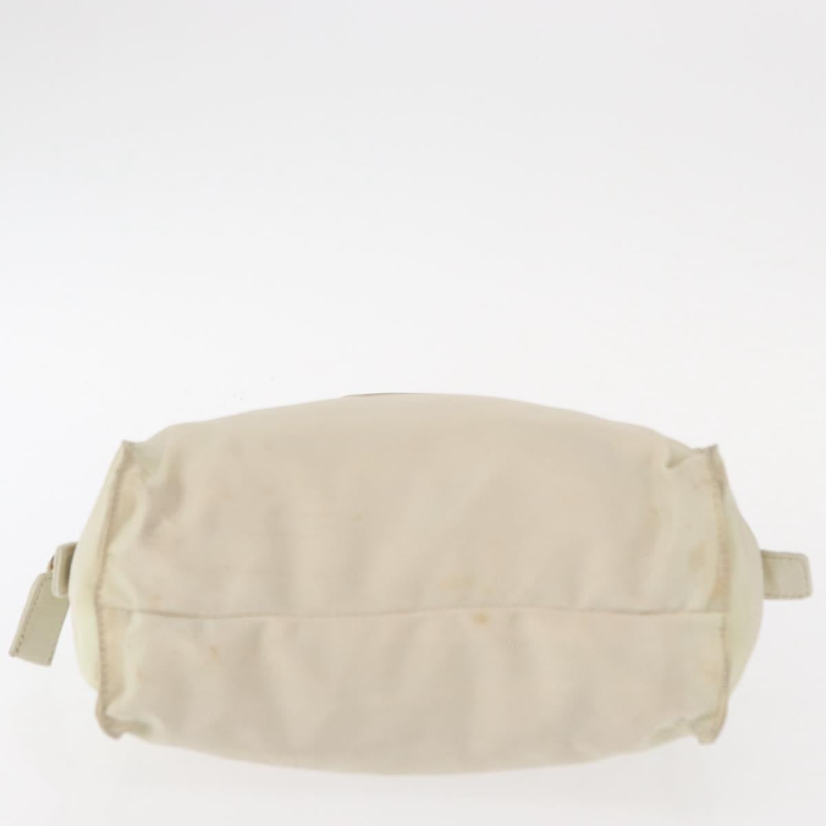 PRADA Hand Bag Nylon White Silver Auth bs30724