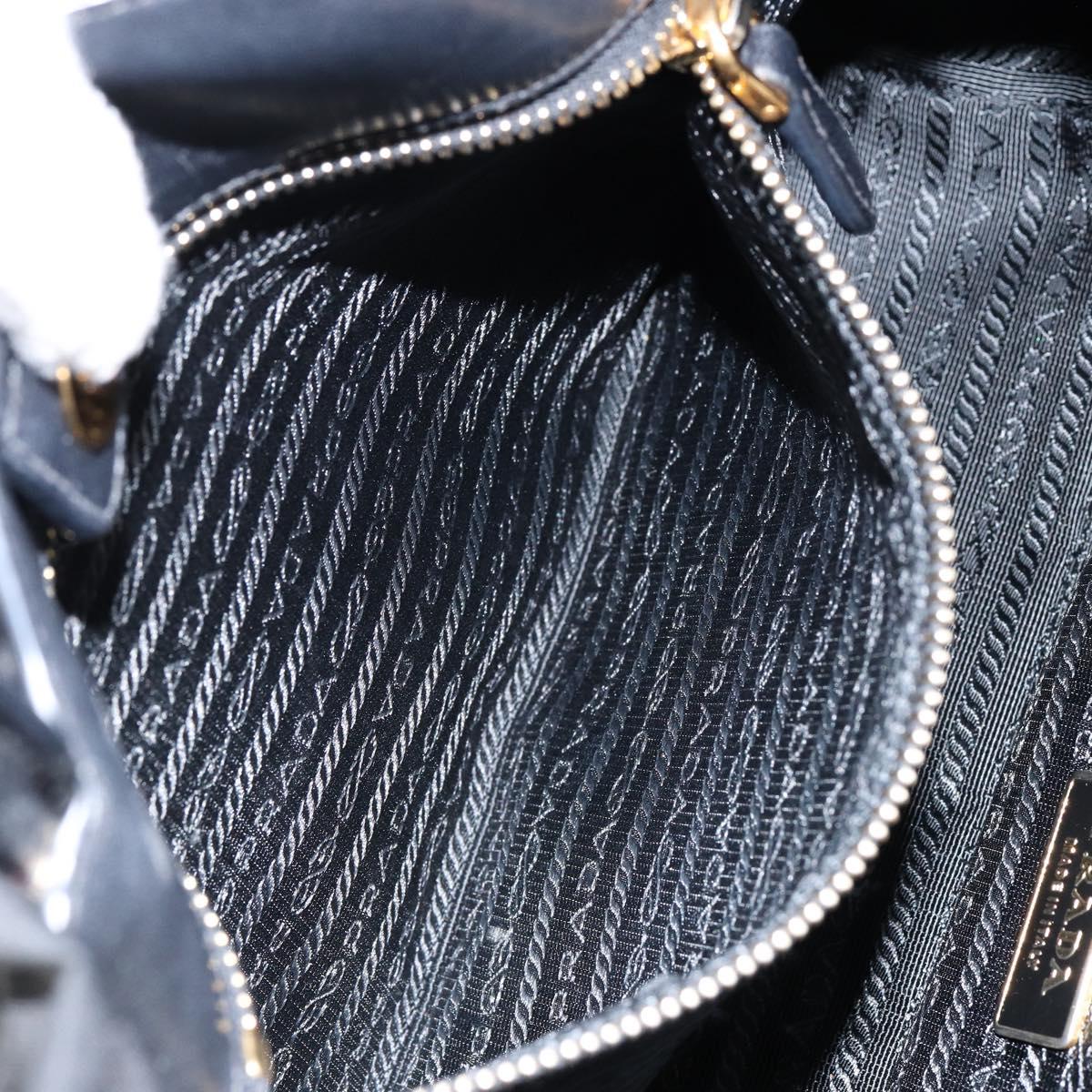 PRADA Hand Bag Nylon Leather Black Gold Auth bs30725